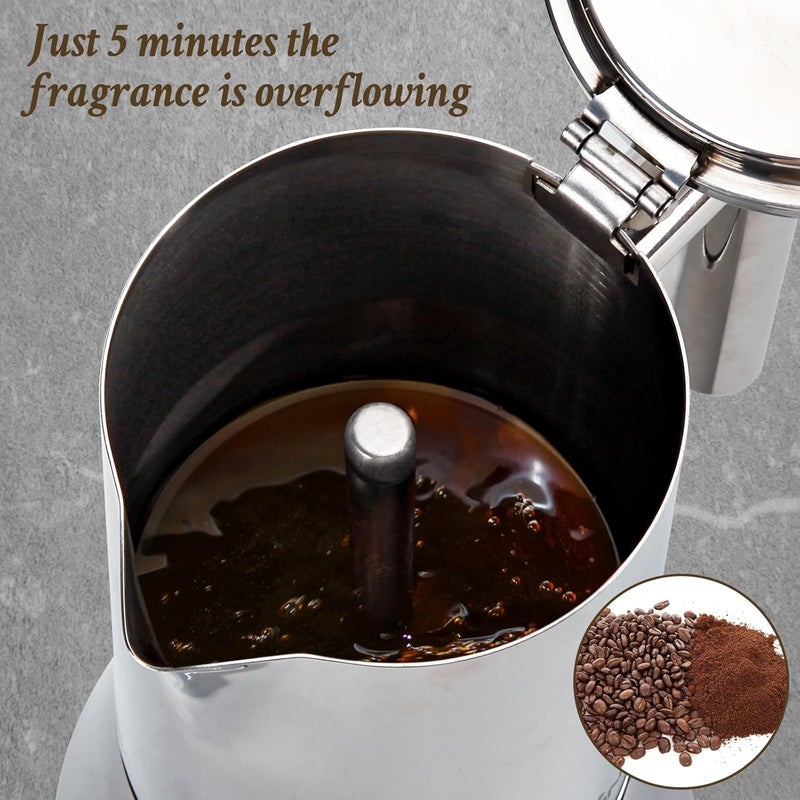 AOLION Stovetop Espresso Maker, 12Cup 17.5 oz Moka Pot, Stainless Steel Cuban and Italian Coffee Maker for Cafetera Cubana, Greca De Cafe Induction Stovetop Compatible, Coffee Gift for Home Travel - Image 5